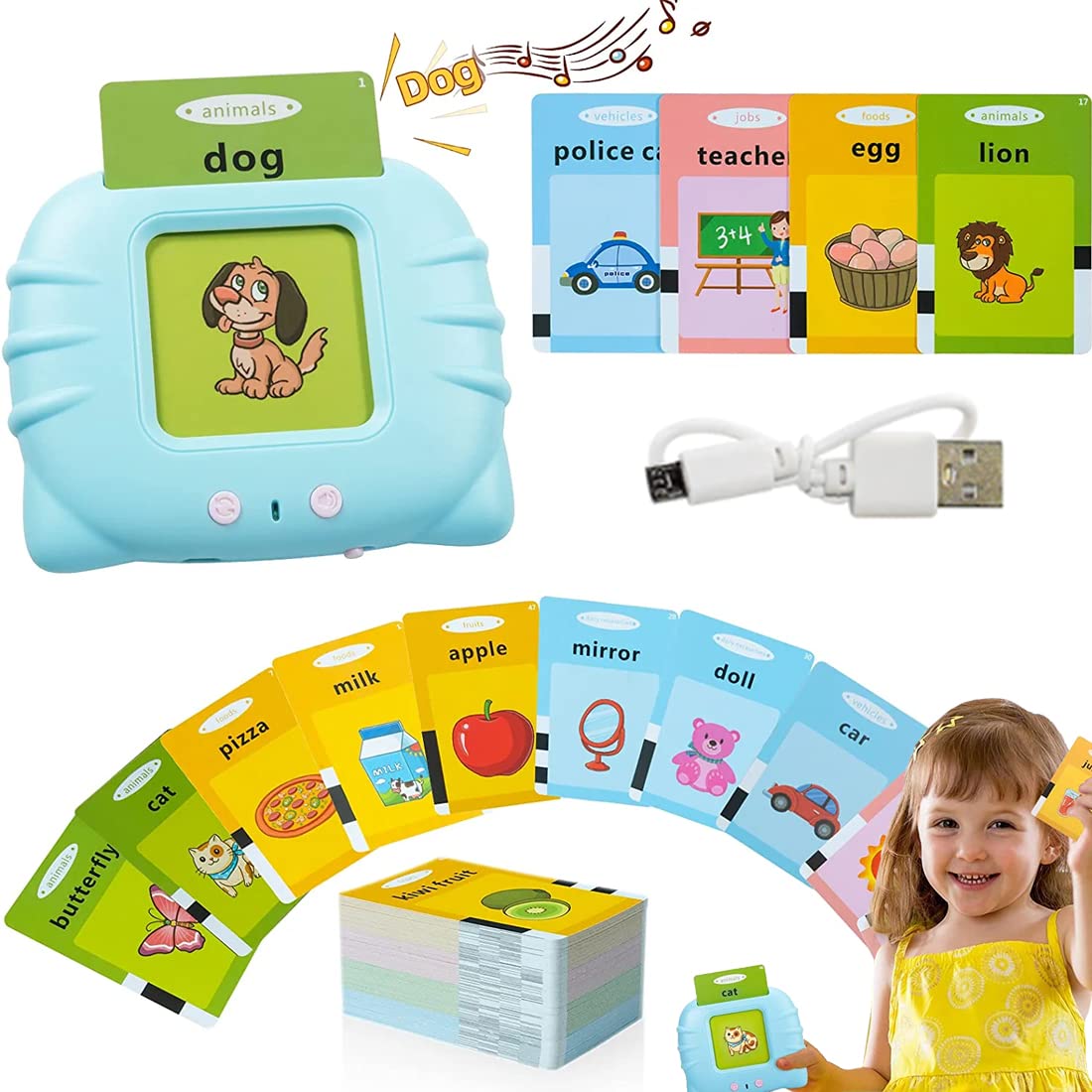 Educational Learning Talking Flash Cards For Kids (Rechargeable)