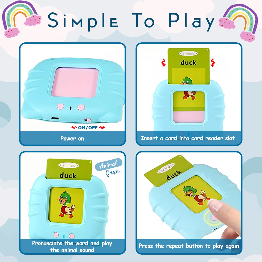 Educational Learning Talking Flash Cards For Kids (Rechargeable)